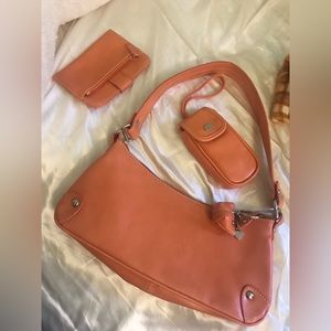 Vintage y2k orange Nine West mini bag with matching mini keychain